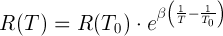 NTC热敏电阻Beta方程 β方程近似:R(T)= R(T0)* exp(Beta *(1 / T-1 / T0))